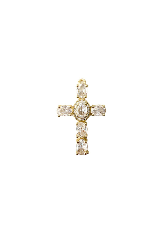 Gold CZ Cross Scarf Charm - Rome Cross