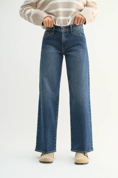 Mid Rise Slim Wide Leg Jeans
