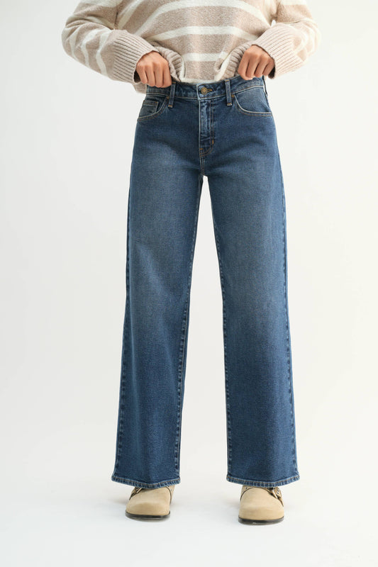 Mid Rise Slim Wide Leg Jeans