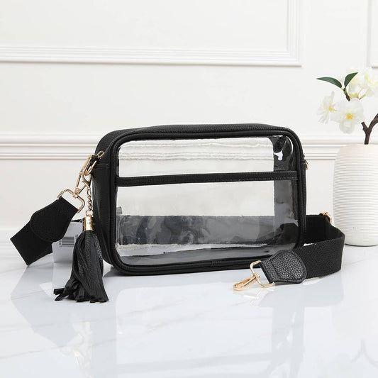 Game Day Stadium Rectangle Clear Bags: Black