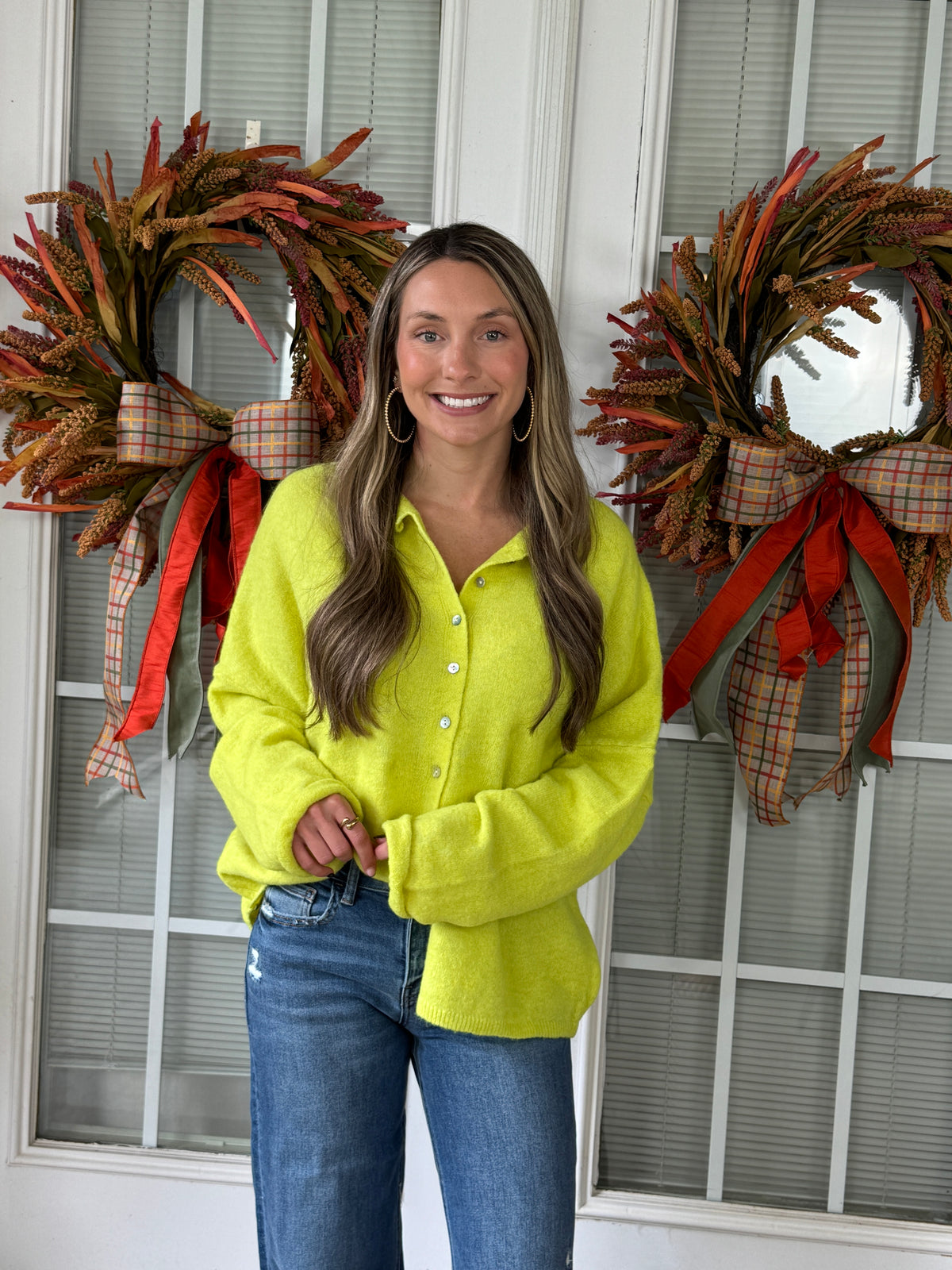 Oversized Button Down Cardigan - Citrus