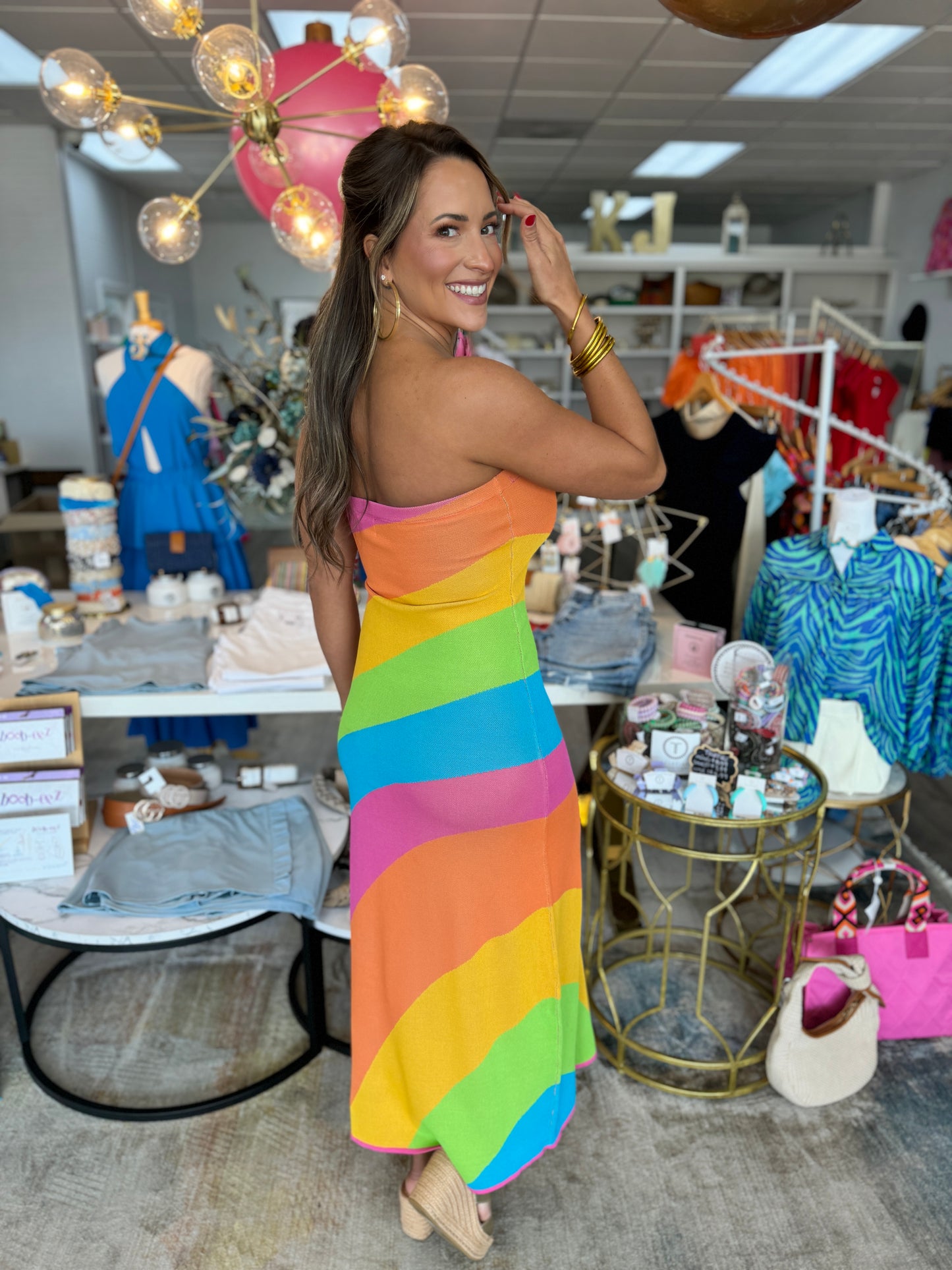 Show Me Your MuMu - Island Nights Tube Dress - Salty Rainbow Stripe Knit