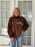 Mallard Fully Embroidered Mock-Neck Sweatshirt - Brown