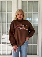 Mallard Fully Embroidered Mock-Neck Sweatshirt - Brown