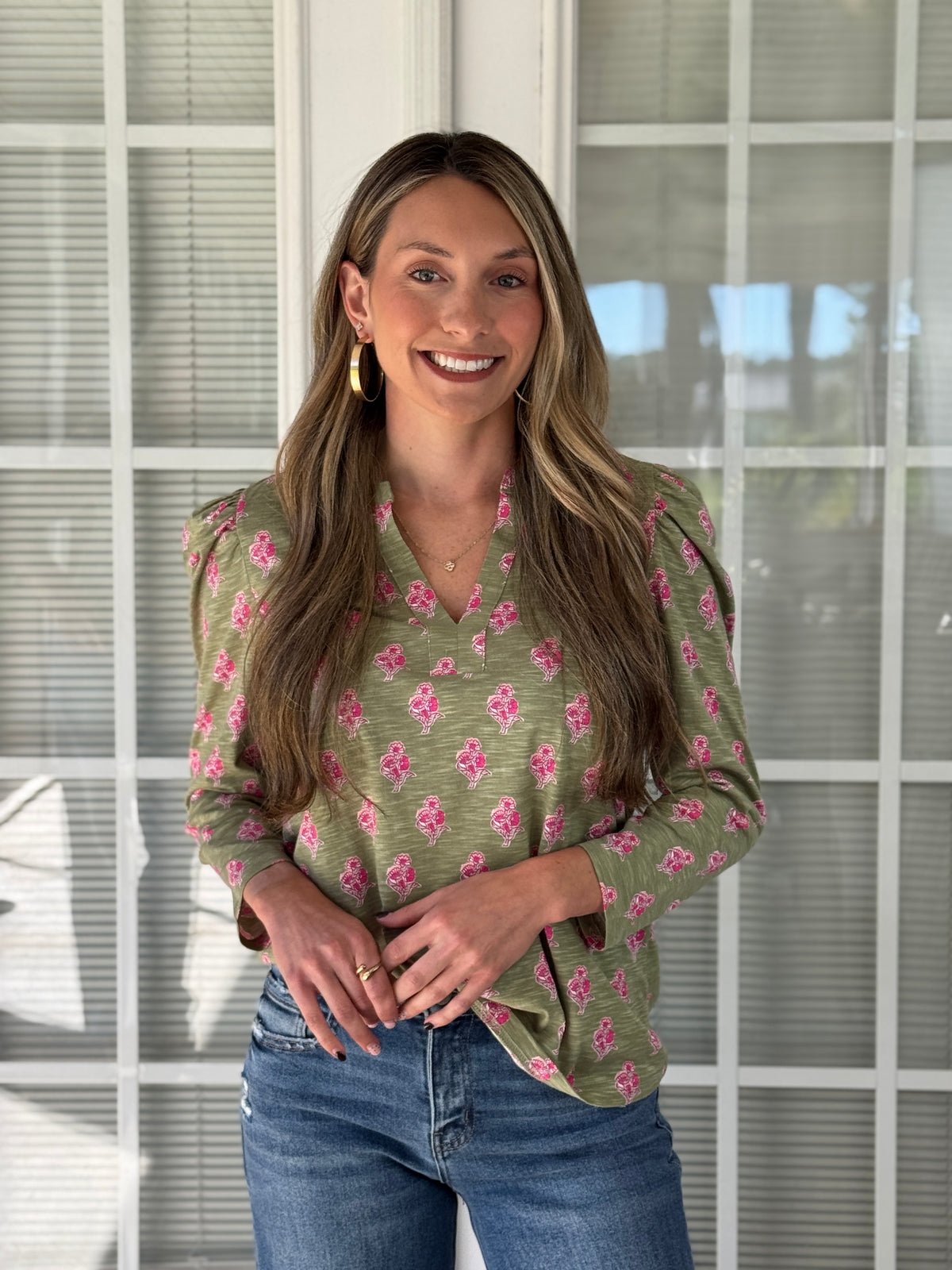 Mary Square - Adelyn Tee - Petal Sketch Olive