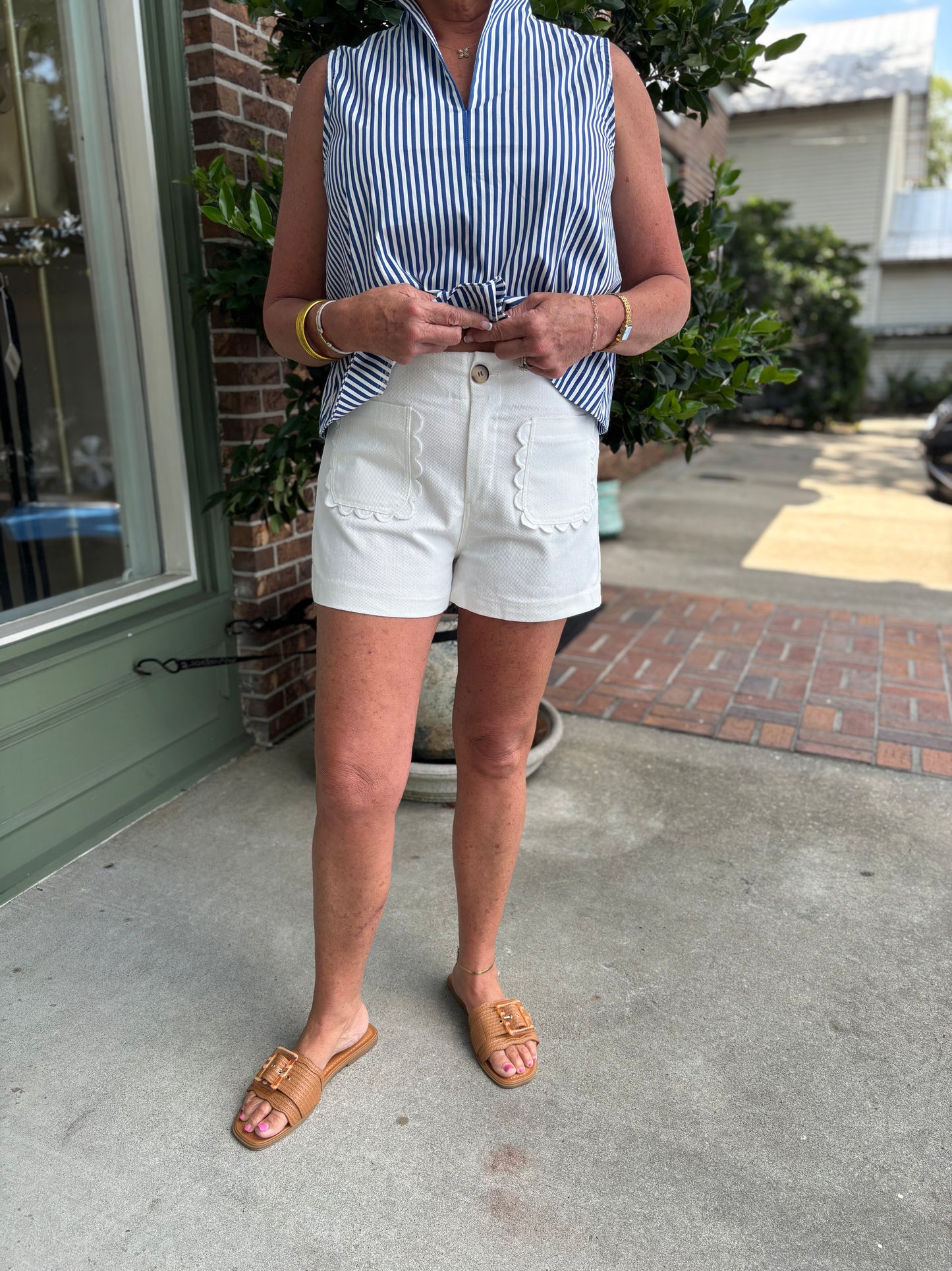 Colette Shorts Scallop Detail Pocket - Ivory