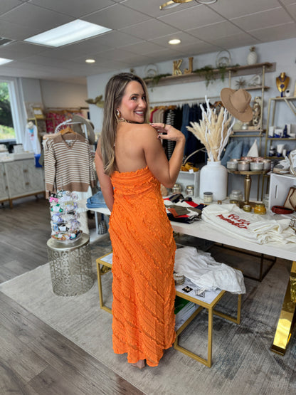 All The Details Strapless Maxi Dress - Orange