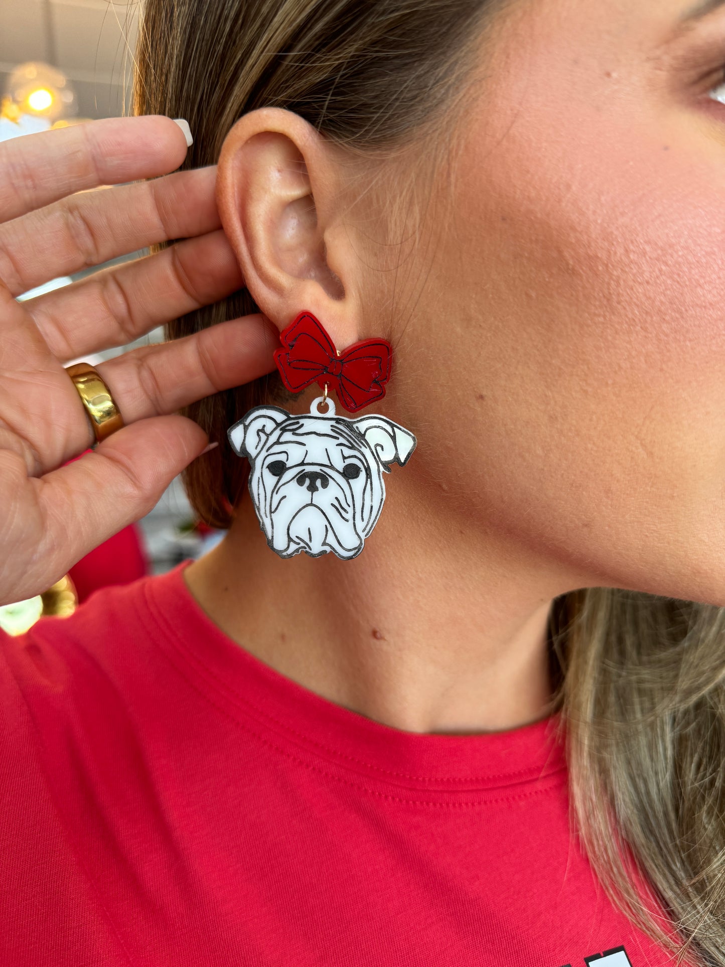 Gasp Designs - Bow Bulldog Earrings