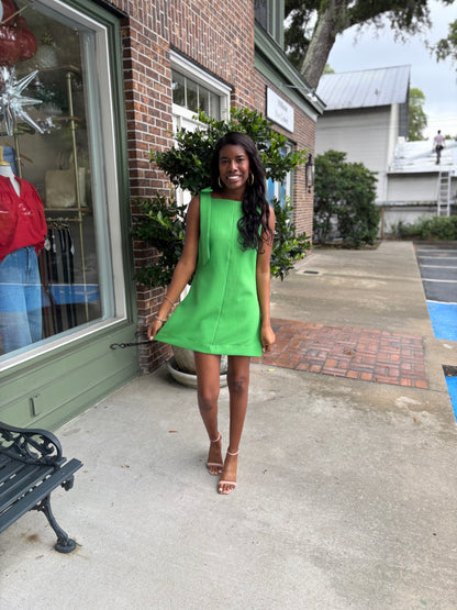 Bow Mini Dress - Green