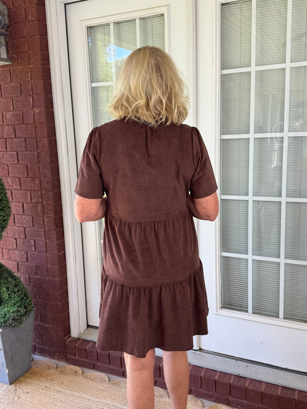 Mary Square - Adelyn Suede Dress - Espresso