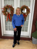 Knit Sweater Rolled Round Neck - Royal Blue
