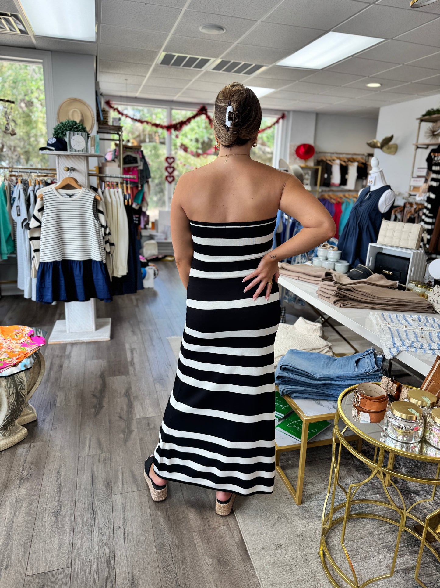 Show Me Your MuMu - Island Nights Dress - Black White Stripe Knit