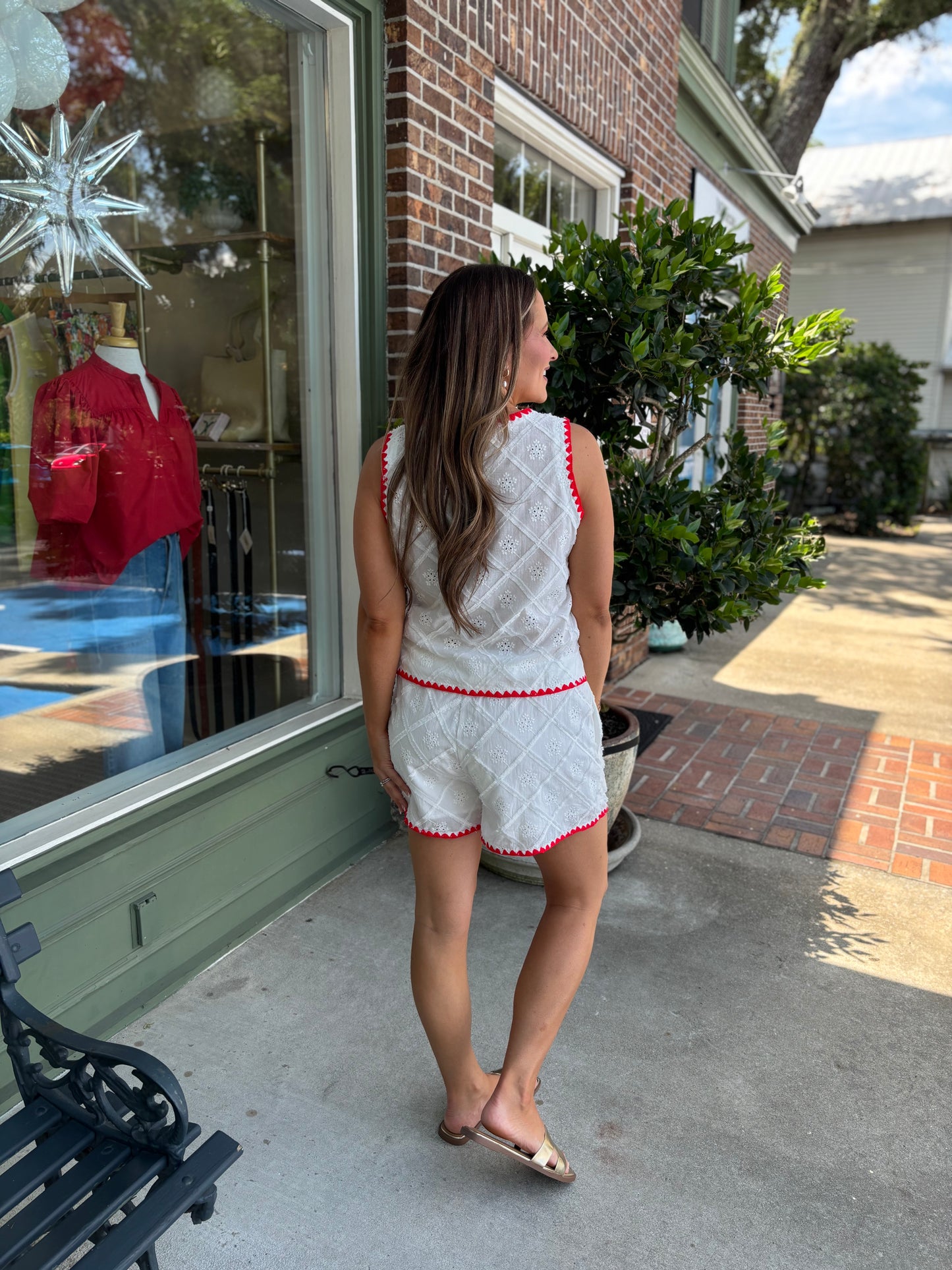 Eyelet Embroidered Shorts Set