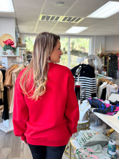 Tis The Season Embroidered Sweatshirt - Red