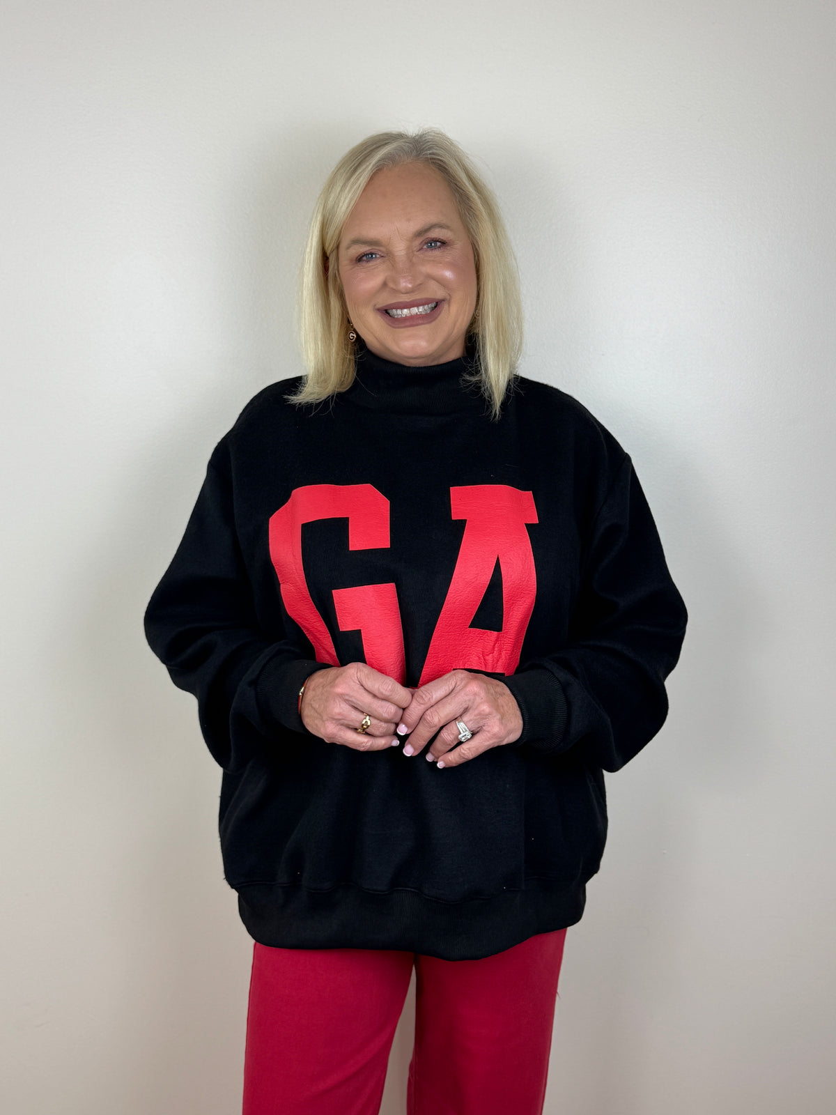 GEORGIA Reversible Mock Neck Sweatshirt - Black