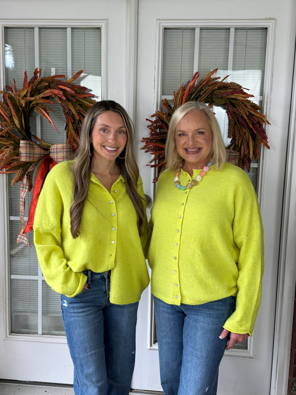Oversized Button Down Cardigan - Citrus