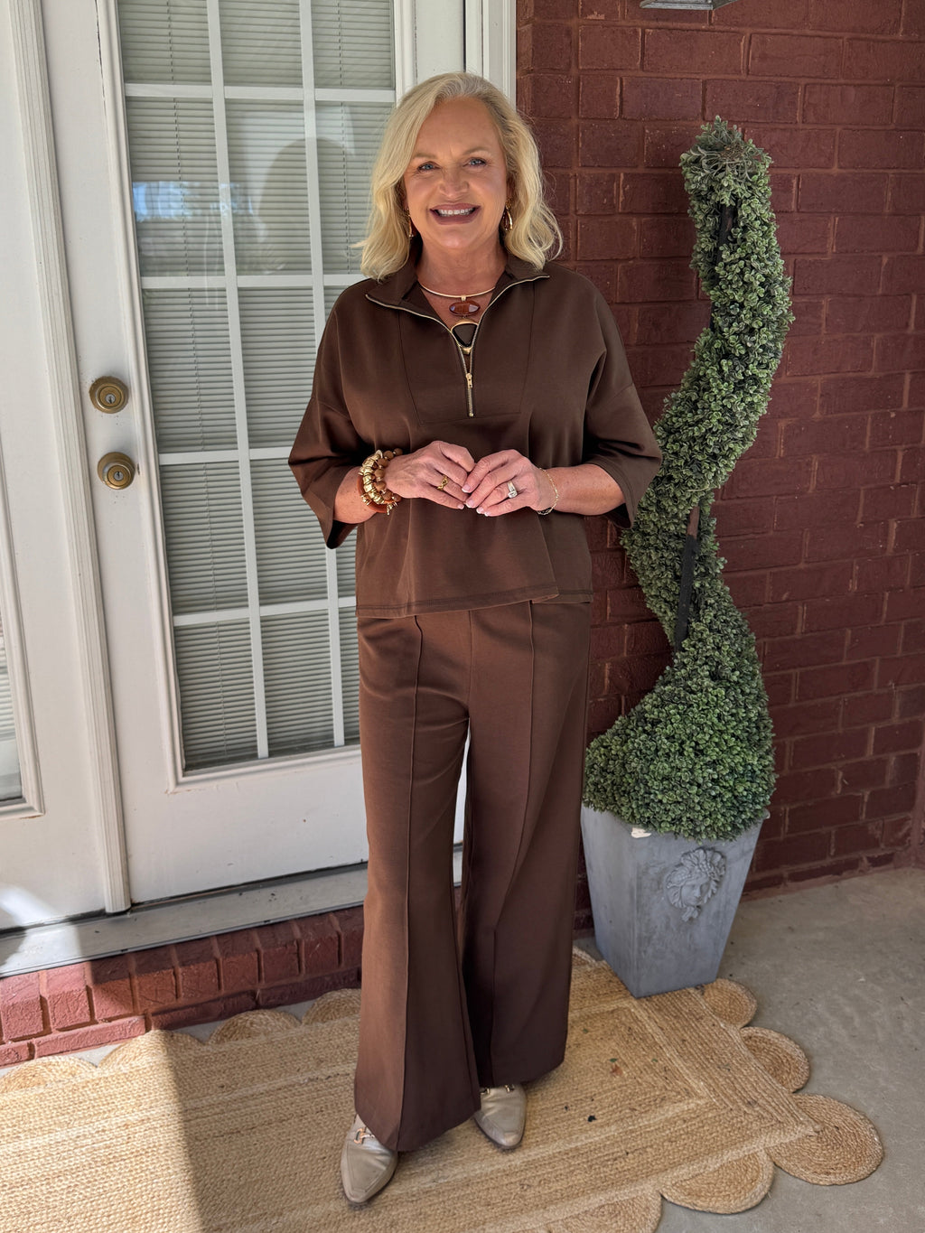 Day To Night Pants Set - Brown