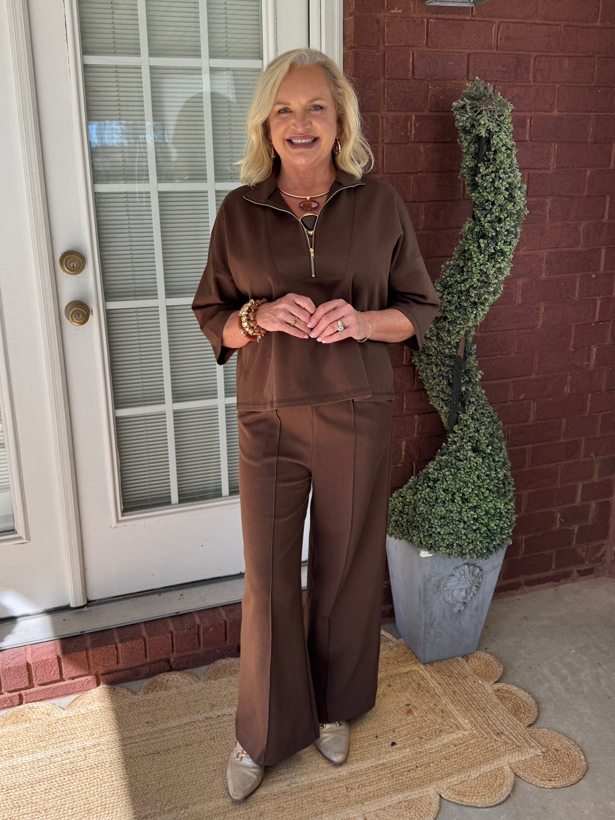 Day To Night Pants Set - Brown