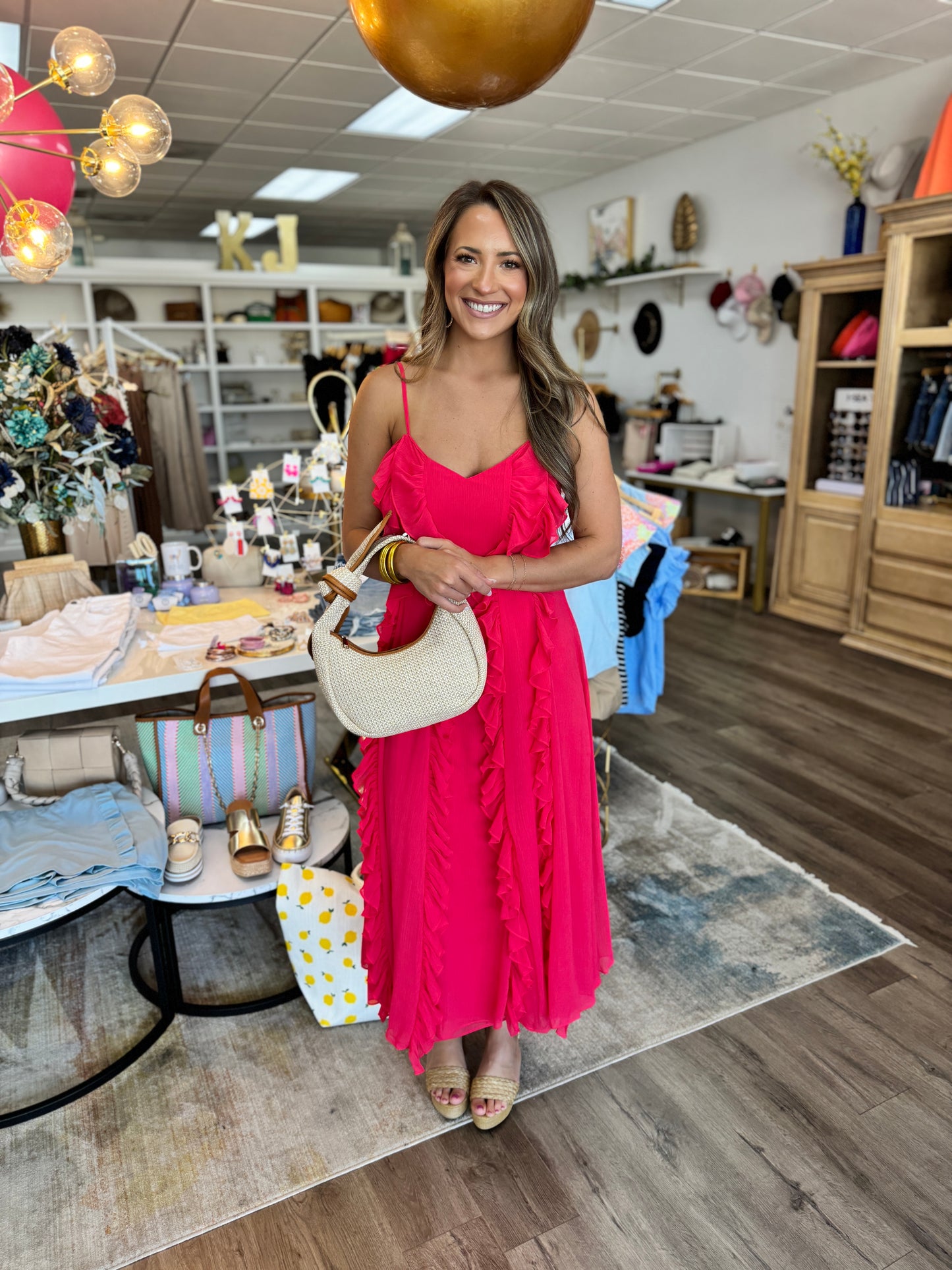 Spicy Chiffon Ruffle Dress - Red