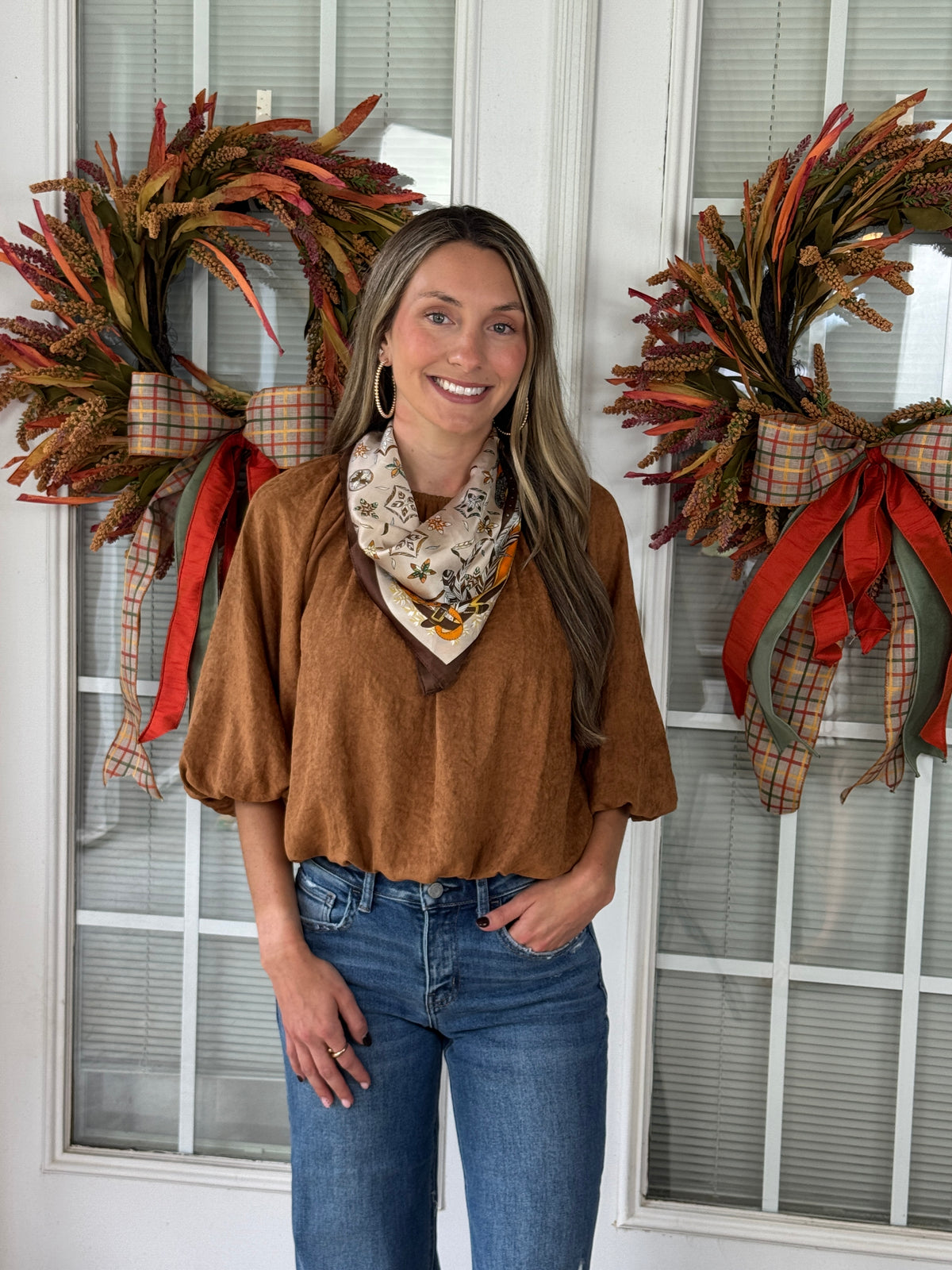 Suede Cinched Top - Camel