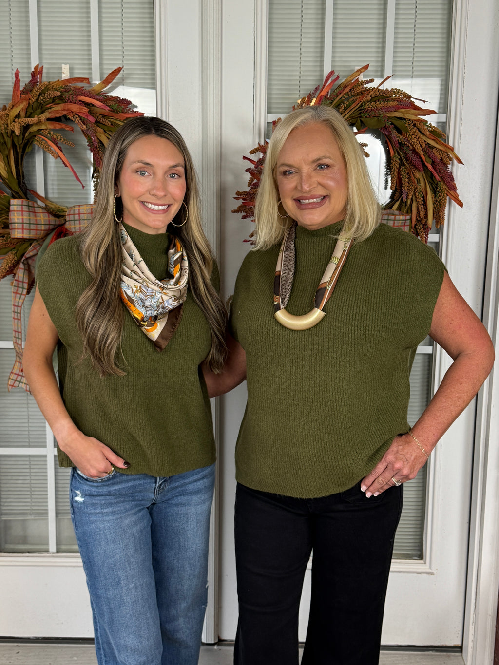 Sleeveless Mock Neck Knit Top - Olive