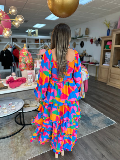 Kind Heart Dress - Geo Print Multi