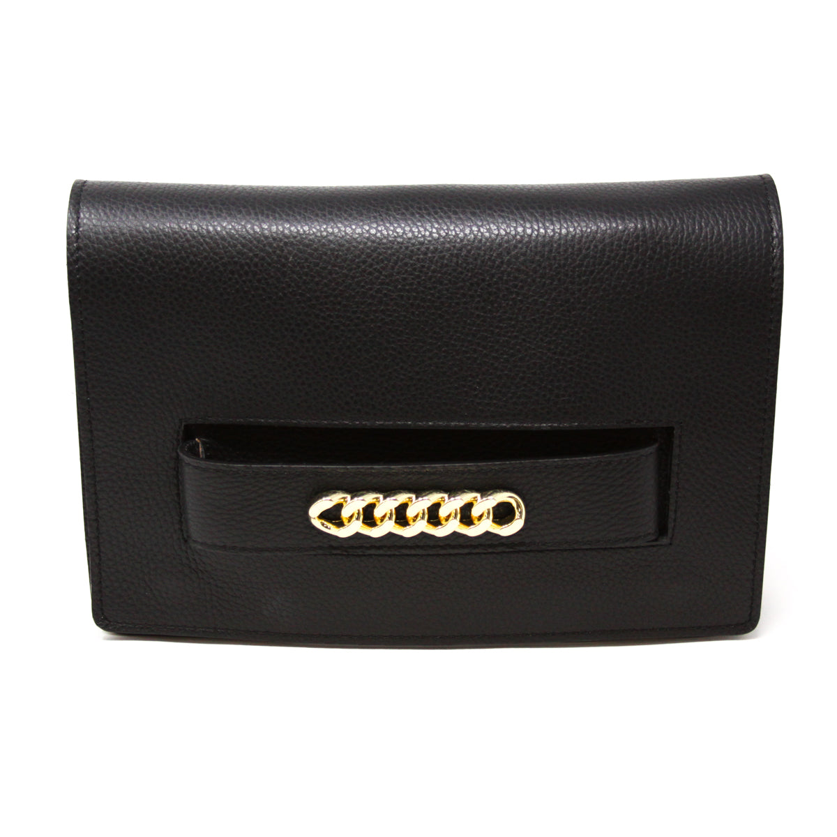 Flip Closure Front Chain Clutch Handbag