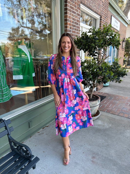 Mary Square - The Riley Dress - Petal Pop Blue