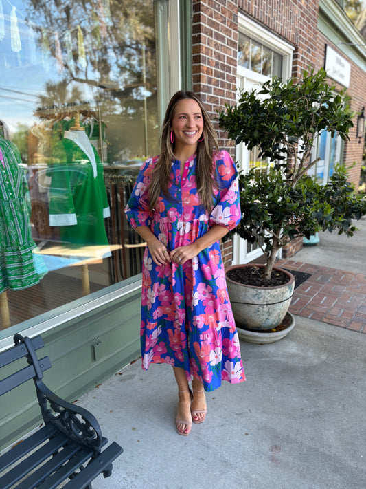 Mary Square - The Riley Dress - Petal Pop Blue