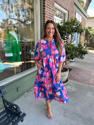 Mary Square - The Riley Dress - Petal Pop Blue