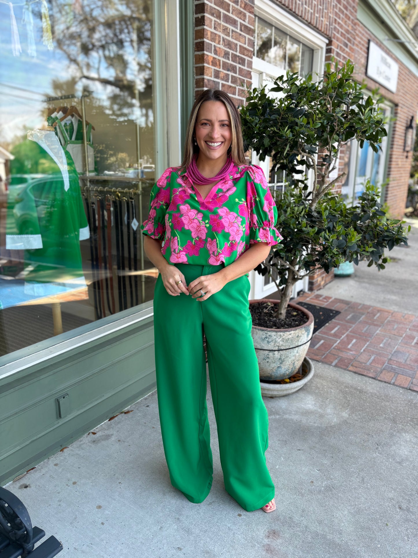 Chelsea Belted Wide Leg Trousers - Kelly-Green