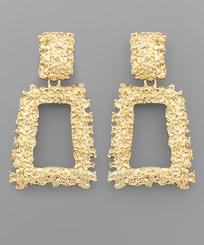 Textured Trapezoid Earring - Gold