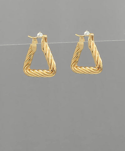 Twist Textured Triangle Open Hoops