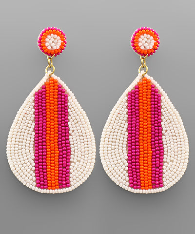 Stripe Beaded Teardrop Earrings