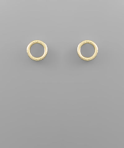 Small Ribbed Textured Hoop Studs