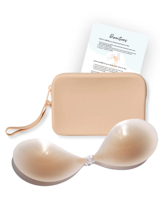 X1 Adhesive Stick-On Bra + x1 Silicone Travel Case - BOOBEEZ