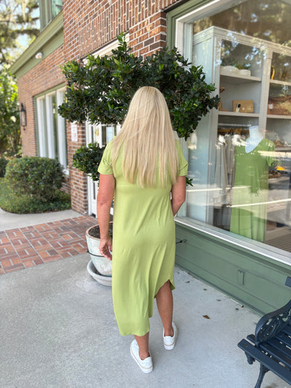 Craze for Comfort Dress - Chartreuse
