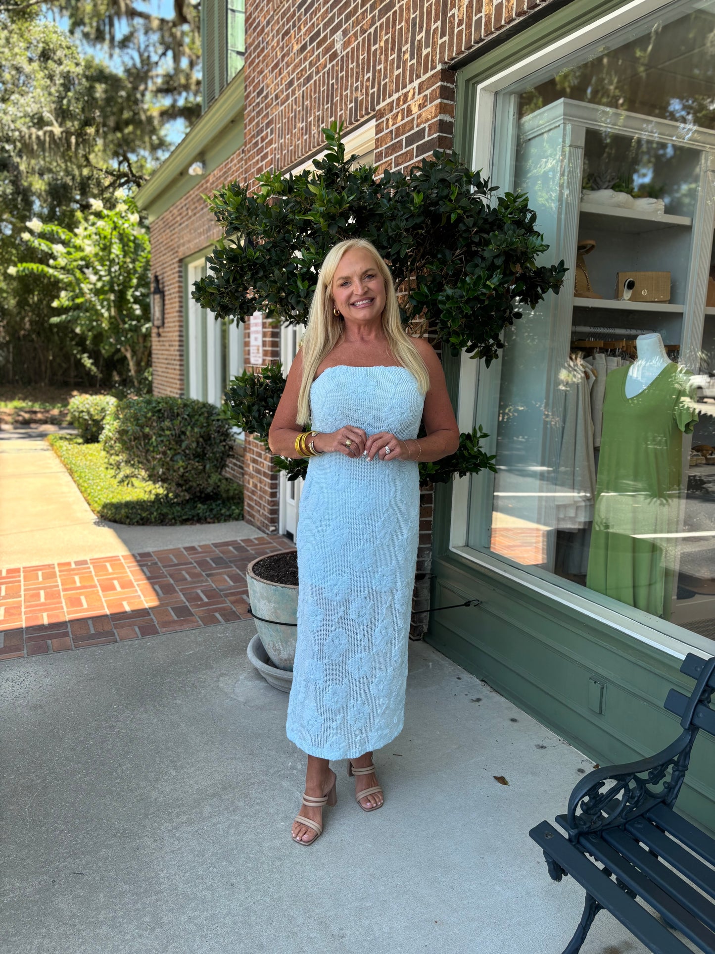 Turks Mesh Strapless Dress - Blue