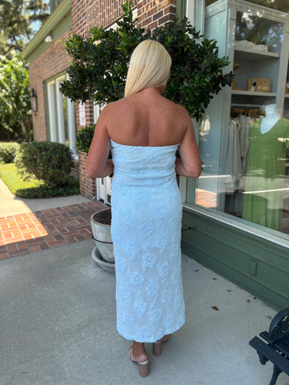Turks Mesh Strapless Dress - Blue