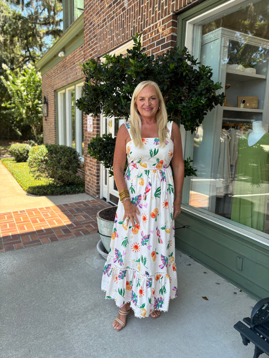 St. Tropez Dress - Cream Multi