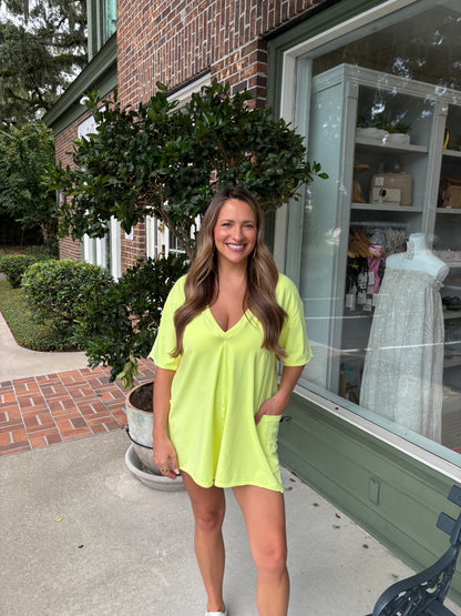 Free People - Hot Shot Tee Romper -Sour Citrus
