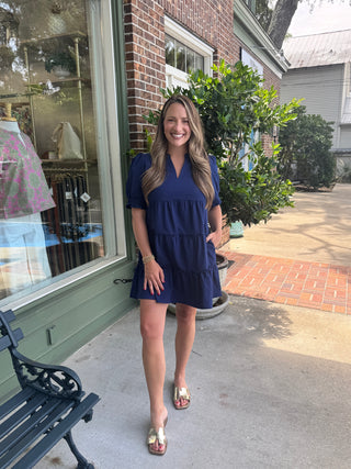 mary square emerson navy dress