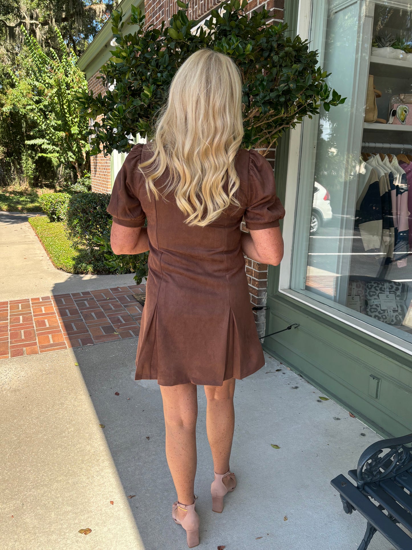 Smooth Suede Dress - Brown