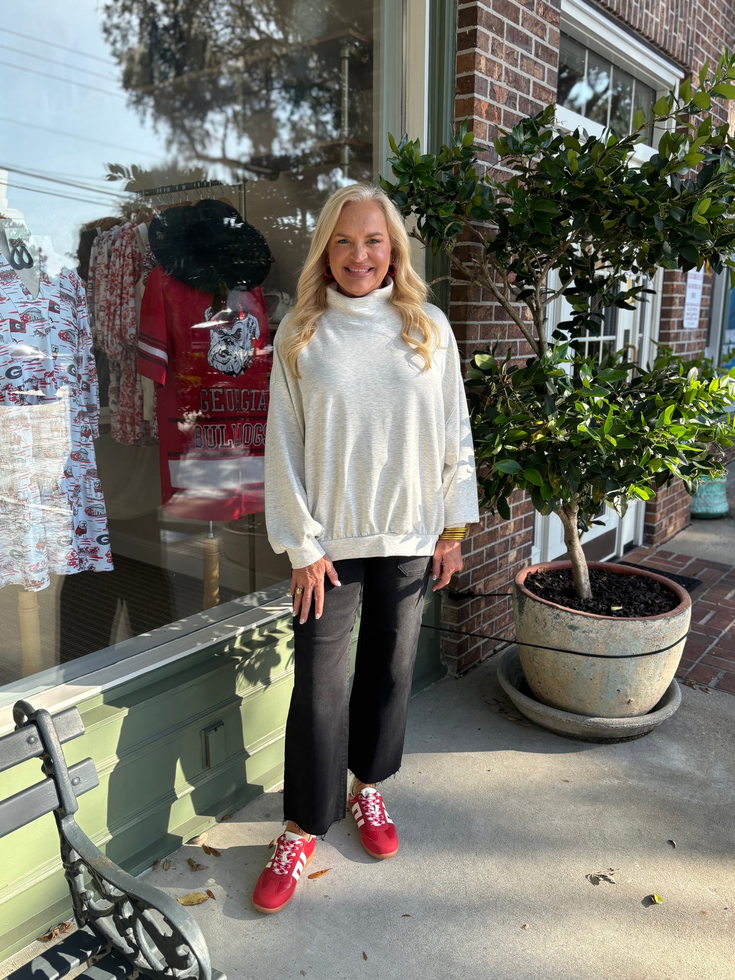 Riley Oversized Mock Neck Sweatershirt - Gray
