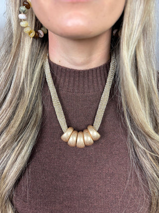 Geo Ring Accent Mesh Necklace - Gold