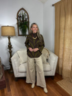 Olive Zebra Mock Neck Sweater