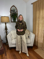 Olive Zebra Mock Neck Sweater