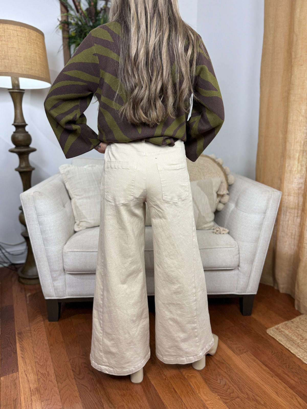 Annie Wide Leg Cropped Pants - Ecru