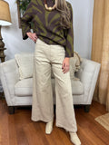 Annie Wide Leg Cropped Pants - Ecru