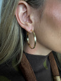 Brushed Metal Hoop Earrings - Gold